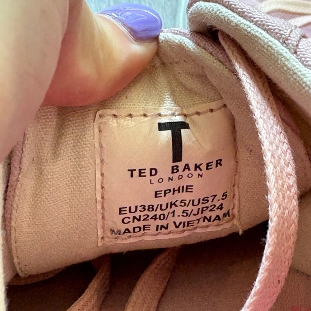 Ted Baker Ephie Blush Pink Canvas Sneakers - Picture 4 of 8